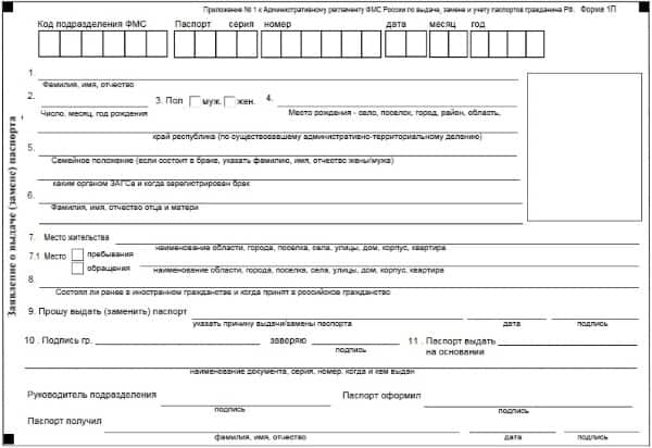 application for replacement of Russian passport