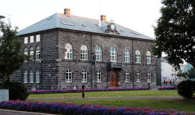 Icelandic Parliament building in Reykjavik